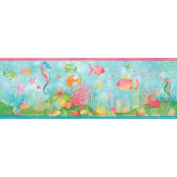 The Wallpaper Company 8 in. x 10 in. Brightly Colored Fun 'N' Flirty Fish Border Sample