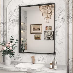 24 in. W x 32 in. H Rectangular Aluminum Alloy Framed and Tempered Glass Wall Bathroom Vanity Mirror in Matte Black