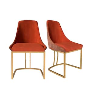 Red PU Modern Dining Side Chair with Metal Legs and Swivel Leveling Feet (Set of 2)