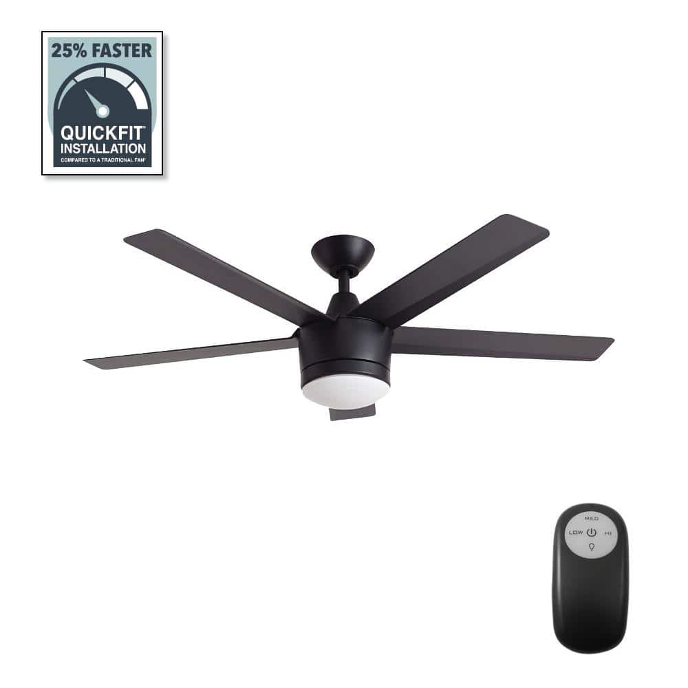 Home Decorators Merwry 52 Inches Integrated LED Indoor Matte Remote Control Ceiling Fan Matte Black