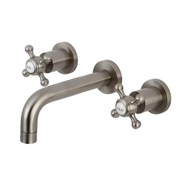 Kingston Brass Metropolitan 2-Handle Wall-Mount Bathroom Faucets in Brushed Nickel