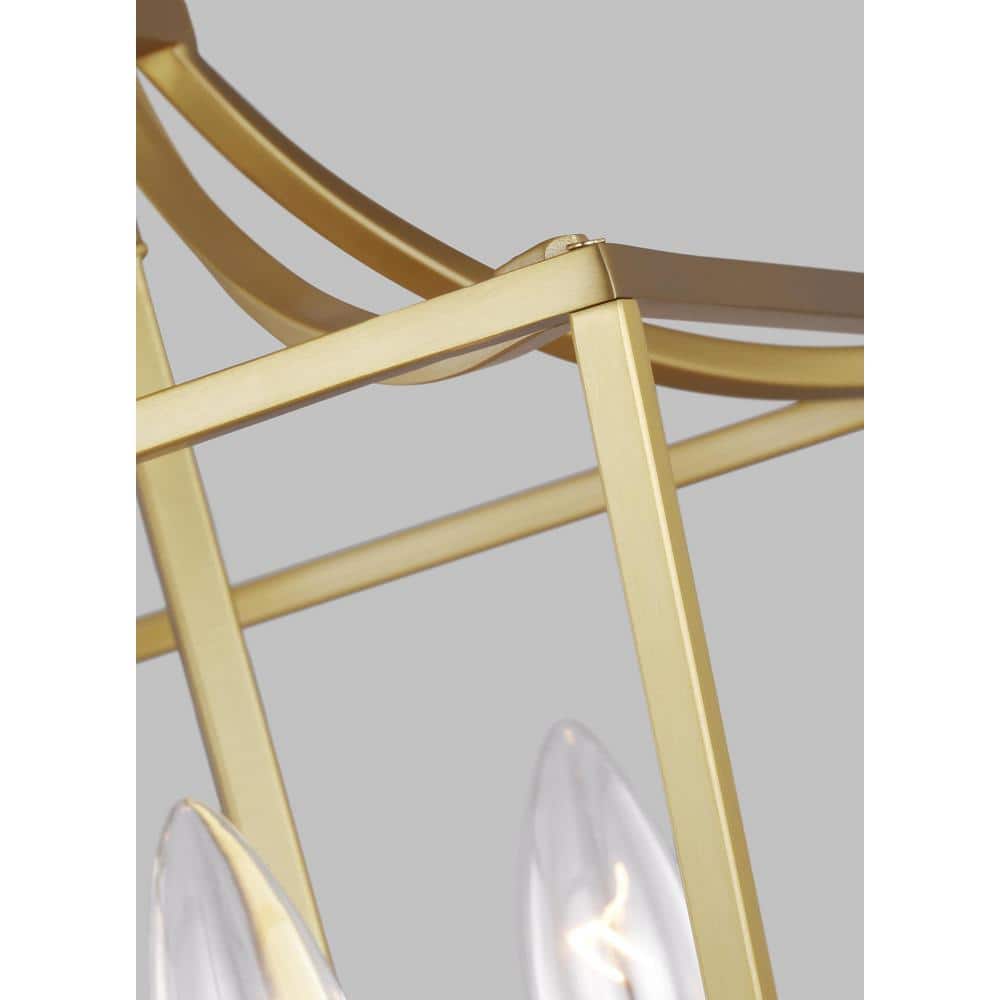 Burnished Brass Mini Geometric Lantern Chandelier