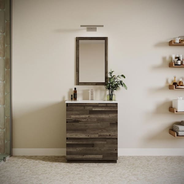 Fresca Formosa 30 in. Single Sink Freestanding Acacia Bath Vanity with White Quartz Top and Undermount Ceramic Sink