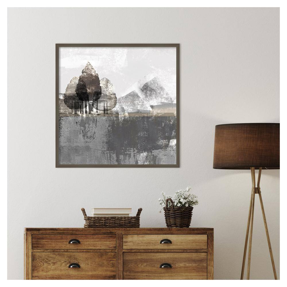 Textured Landscape Abstract Gray Framed Wall Art Print