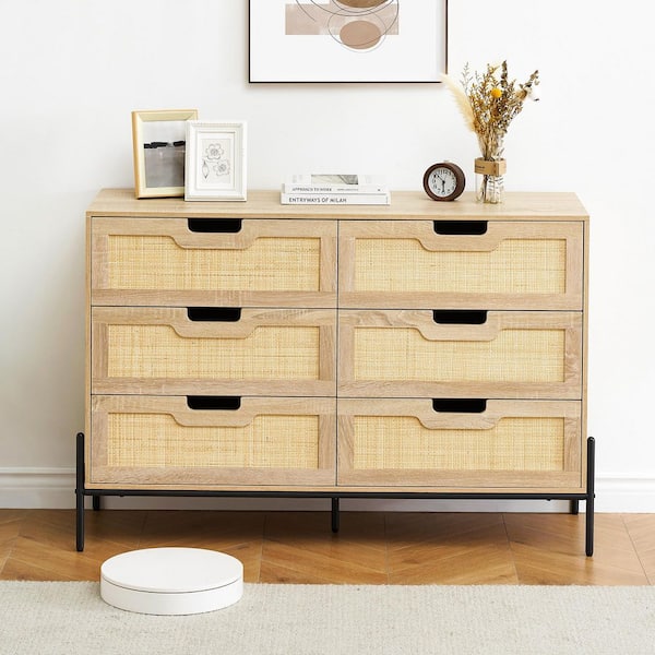 wicker dresser Starling Rattan 6 Drawer – Meadow Blu and full of character Solid Wood and Natural Rattan