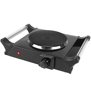 1000W Electric Single Burner Portable Quick Heating Hot Plate Stove Countertop with Handles and 5 Temperature in Black