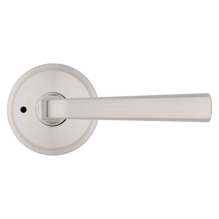 Kwikset Trafford Satin Nickel Bedroom Bathroom Privacy Door Handle with Microban Antimicrobial Technology