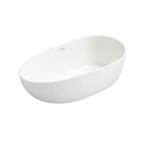 59 in. Artificial Stone Materials Non-Whirlpool Flatbottom Bathtub in Ivory