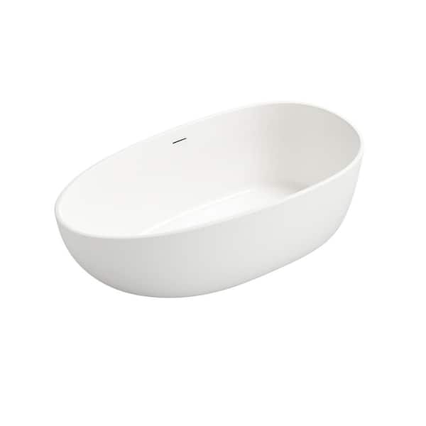 Unbranded 59 in. Artificial Stone Materials Non-Whirlpool Flatbottom Bathtub in Ivory