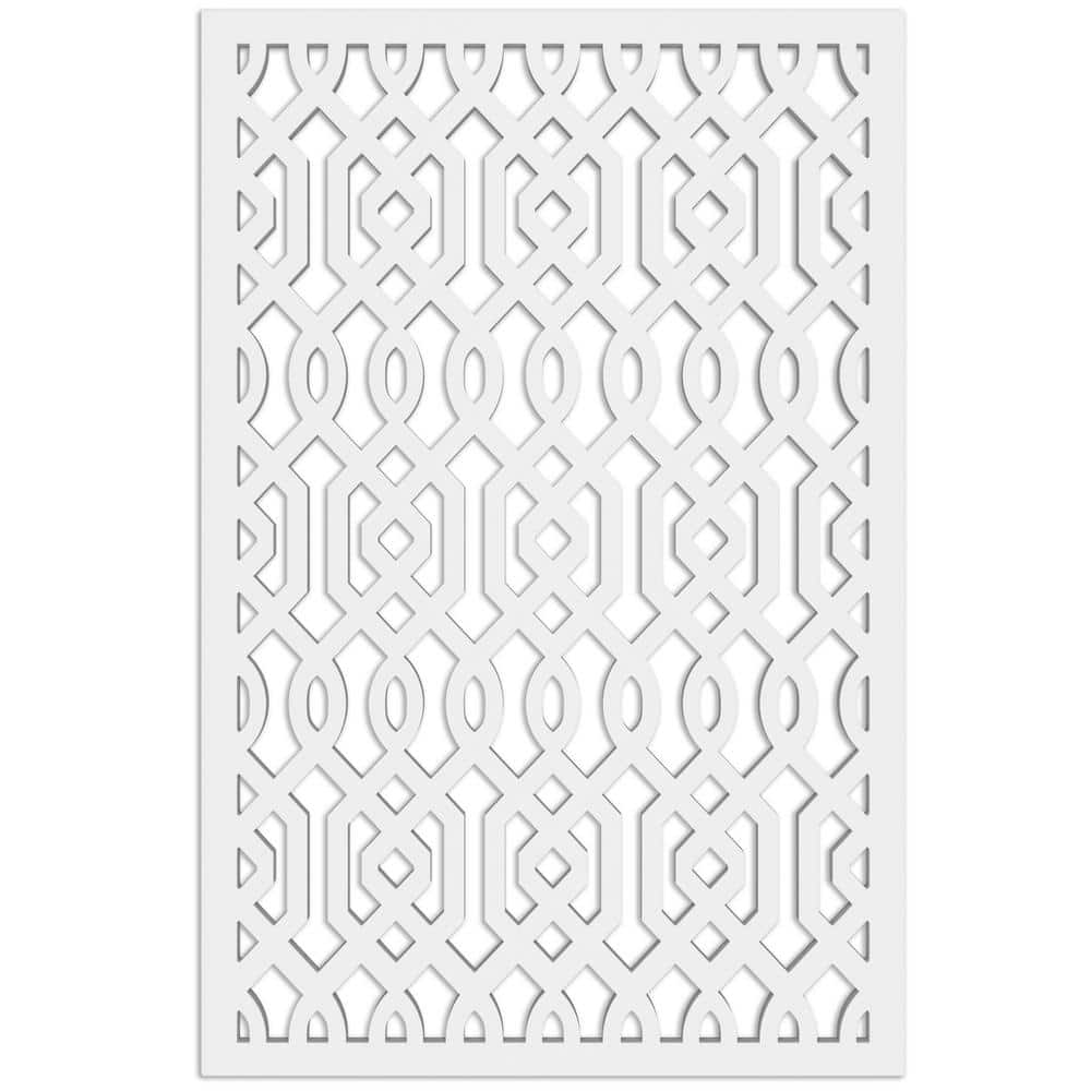 Azzaria 4 ft. x 32 in. White Vinyl Decorative Screen Panel