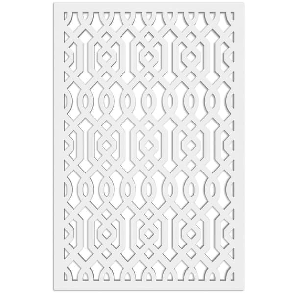Azzaria 4 ft. x 32 in. White Vinyl Decorative Screen Panel