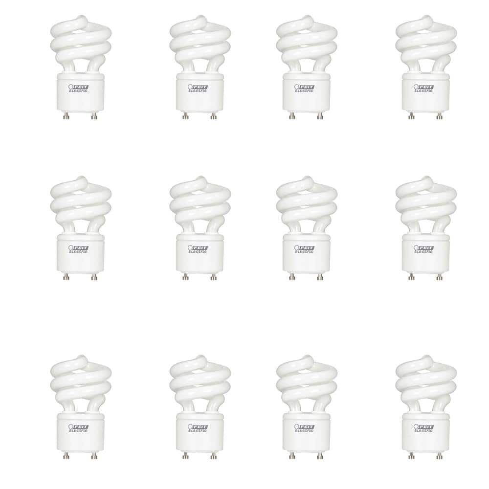 Feit Electric 60-Watt Equivalent T3 Spiral Non-Dimmable GU24 Base CFL Compact Fluorescent Light Bulb, Daylight 5000K (12-Pack)