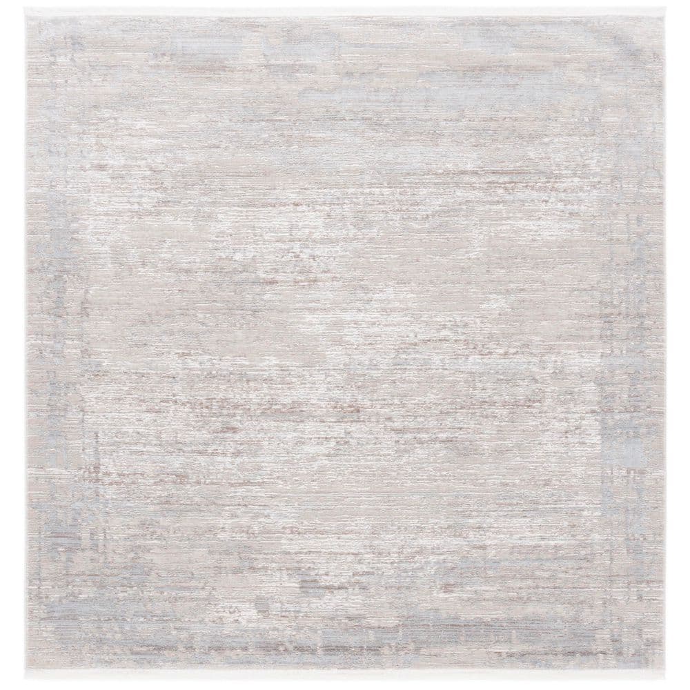 SAFAVIEH Platinum 7 ft. x 7 ft. Gray/Beige Solid Square Area Rug ...