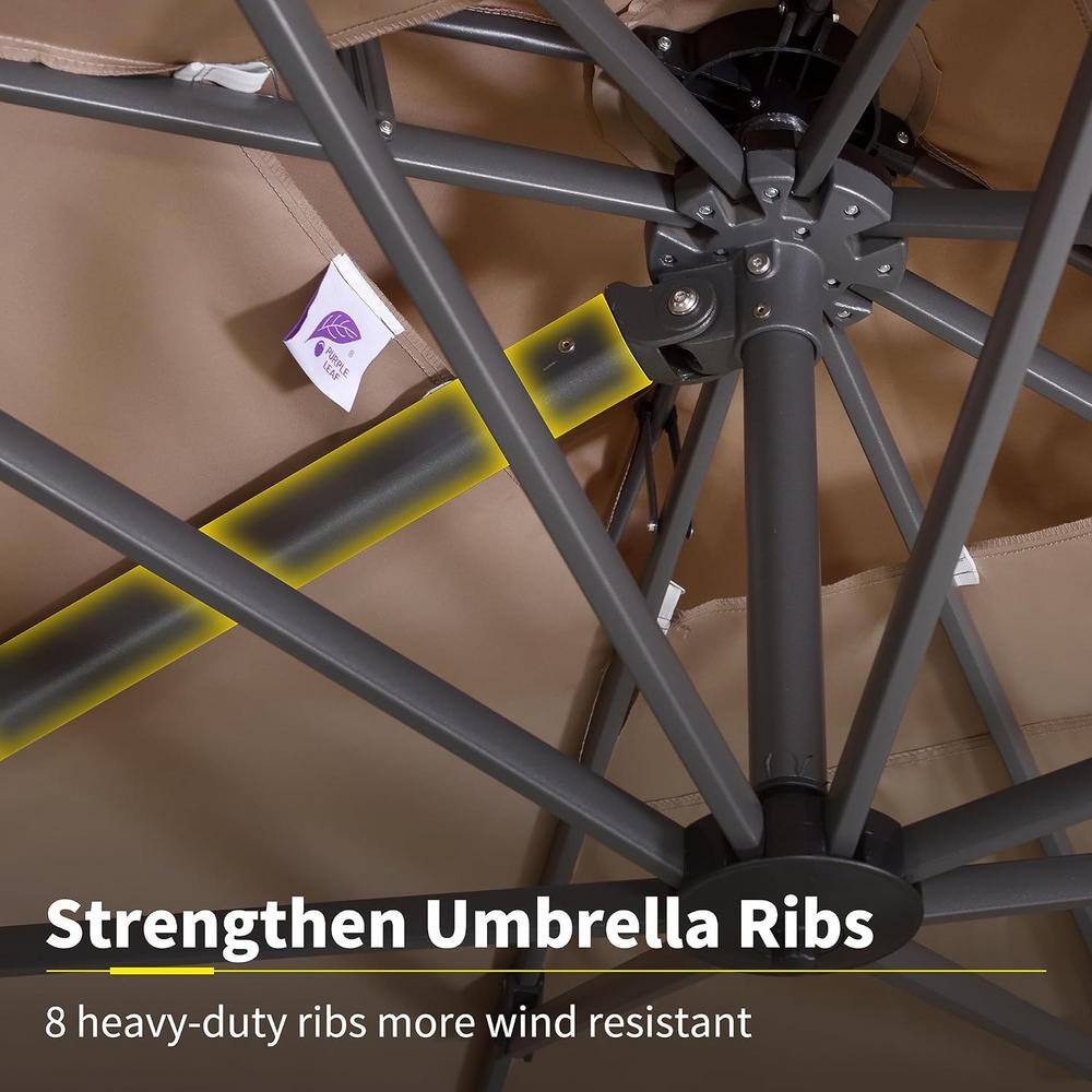 10 ft. Beige Aluminum Cantilever Patio Umbrella with 360° Rotation