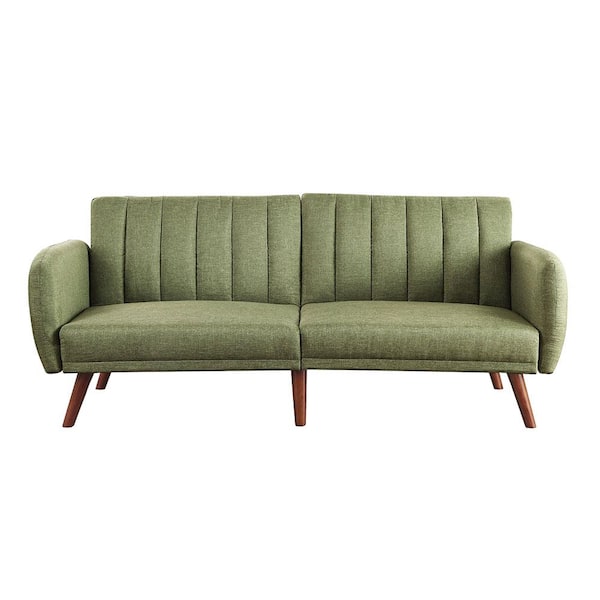 Acme Furniture Bernstein Green Linen and Walnut Futon Frame