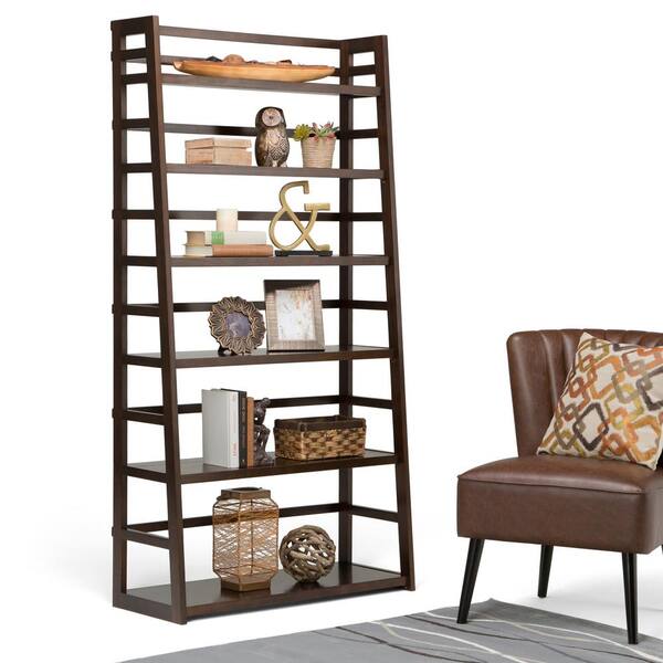 Transitional Wide Ladder Shelf Bookcase, 48 Wide X 36 Tall Bookcase
