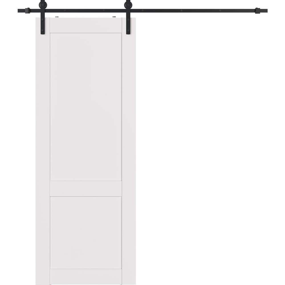 2-Panel Shaker 30 in. x 96 in. Snow White Finished Composite Wood Sliding Barn Door Hardware Kit price history on PriceWatchPro