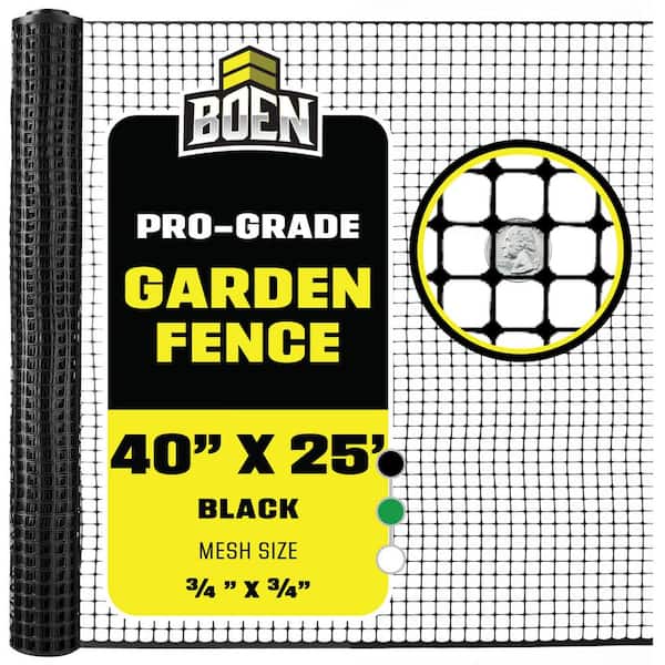 40 in. x 25 ft. Black Plastic Garden Fence Temporary Barrier Fence for Dog, Rabbit or Deer, Mesh Plant Protection