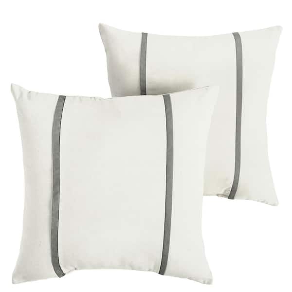 SORRA HOME Sunbrella Canvas Natural Outdoor Knife Edge Throw Pillows (2-Pack)