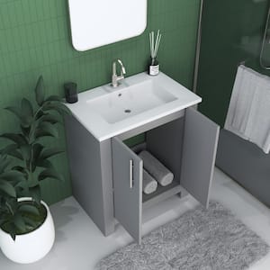 Austin 30 in. W X 20 in. D Bath Vanity in Gray with Acrylic Vanity Top in White with White Basin