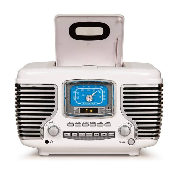 Crosley Corsair Radio Cd Player In White Cr612b Wh The Home Depot