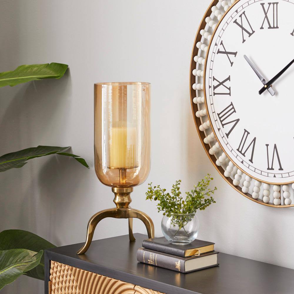 Gold Aluminum 18" Hurricane Candle Lantern