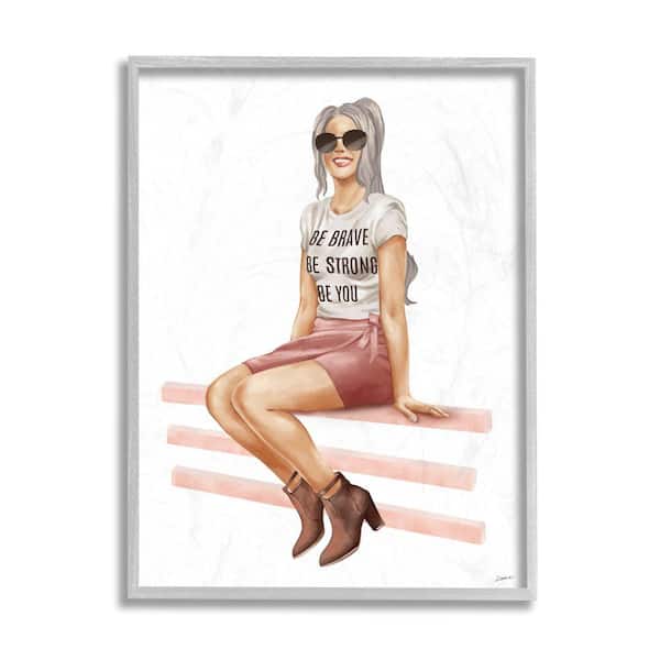 Stupell Industries "Be You Inspirational Female Fashionista Phrase" by Ziwei Li Framed People Wall Art Print 11 in. x 14 in.