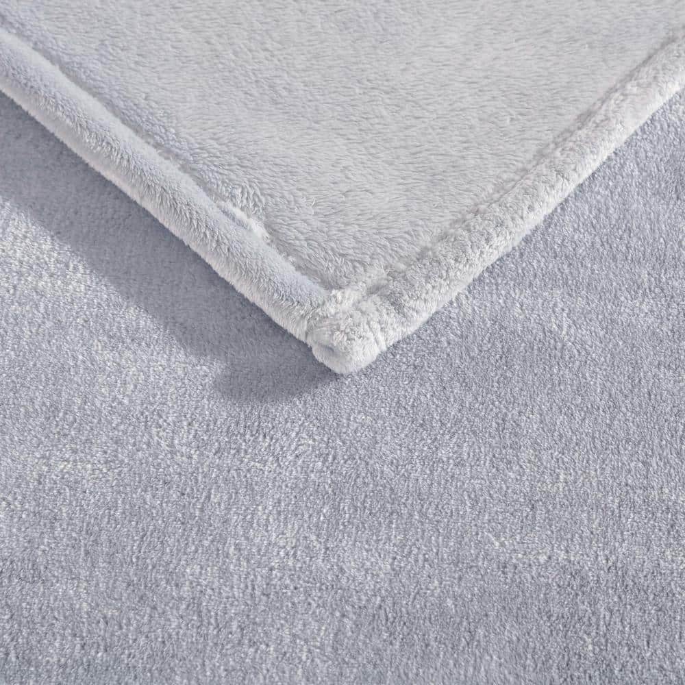 Ultra Lux Soft Plush Gray Reversible Throw Blanket
