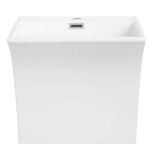 19.7 in. W x 17.7 in. D x 19.7 in. H Vanity in Glossy White with Solid Surface Resin Top in White with White Basin