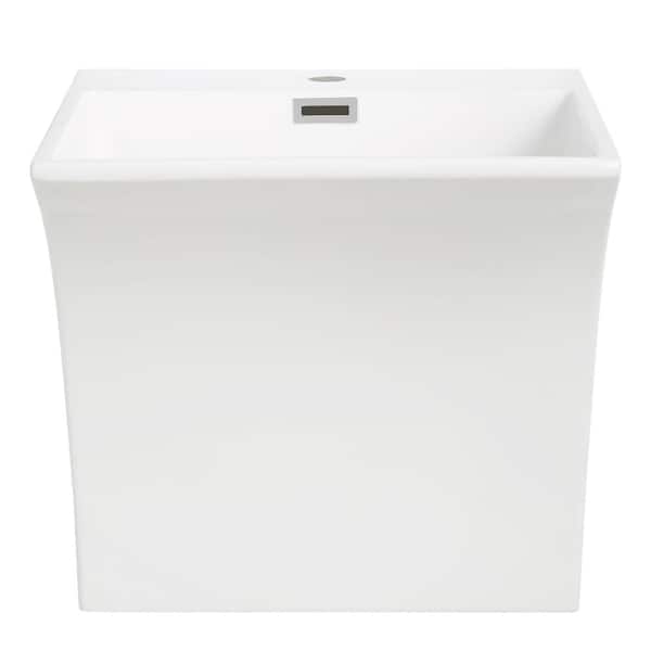 Streamline 19.7 in. W x 17.7 in. D x 19.7 in. H Vanity in Glossy White with Solid Surface Resin Top in White with White Basin