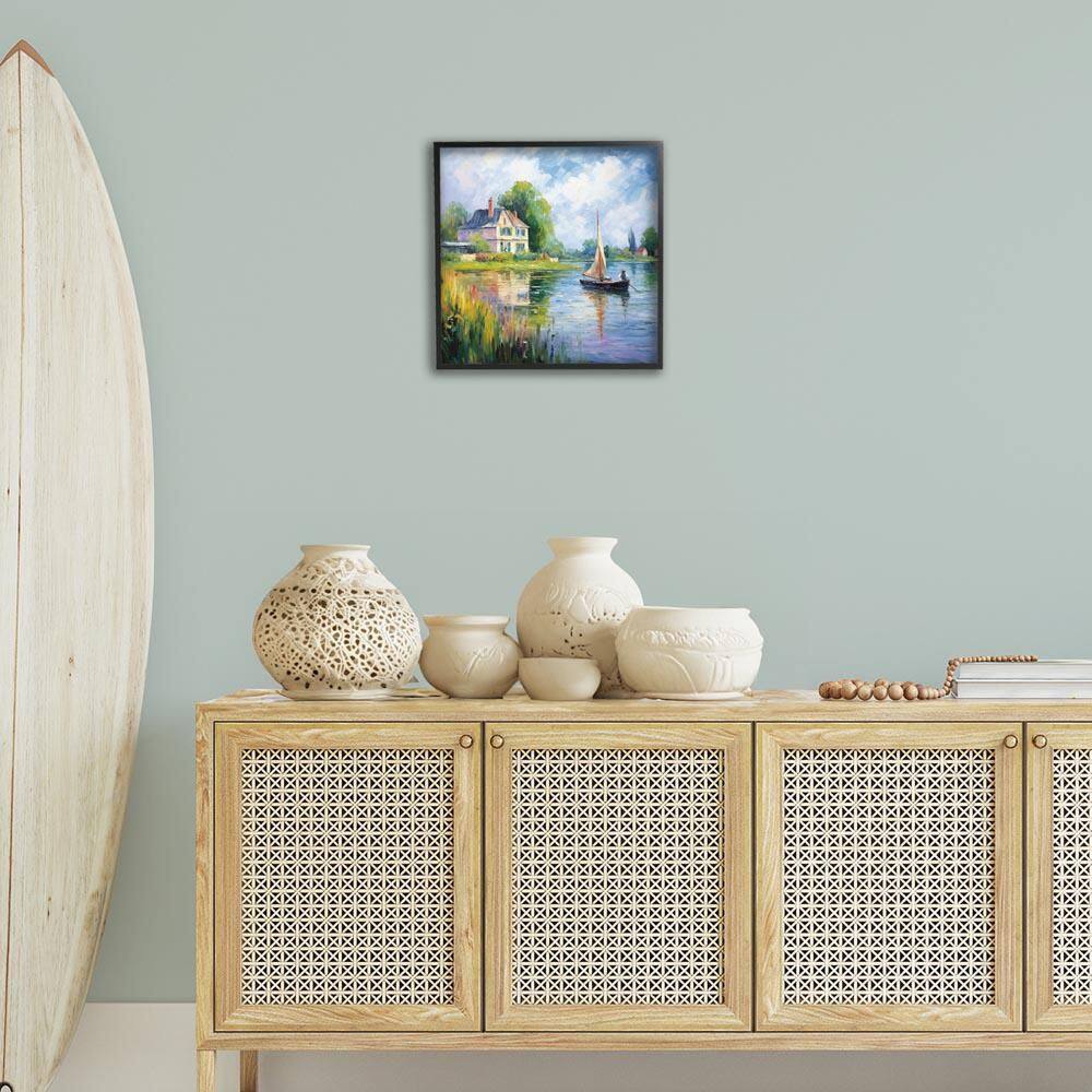 Boat Drifting Near Shore by Heidi Kuntz Black Framed Nature Giclee Art Print 17 in. x 17 in. price history on PriceWatchPro