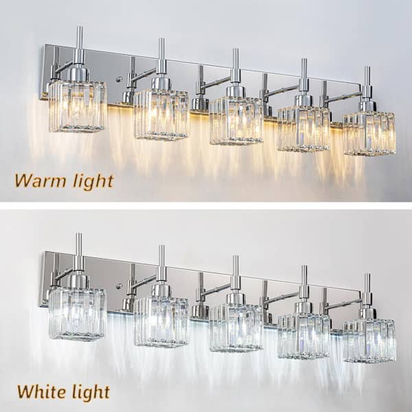 LLHZSY Schonbek 33.1 in. 5-Lights Chrome Dimmable Bathroom