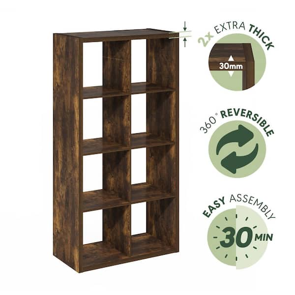 Furinno Cubicle 58 in. Tall Amber Pine Wood 8 Shelf Open Back