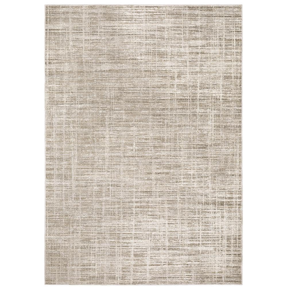 Newcastle Beige/Ivory 5 ft. x 8 ft. Abstract Distressed Polyester Indoor Area Rug price history on PriceWatchPro