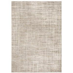 Newcastle Beige/Ivory 5 ft. x 8 ft. Abstract Distressed Polyester Indoor Area Rug