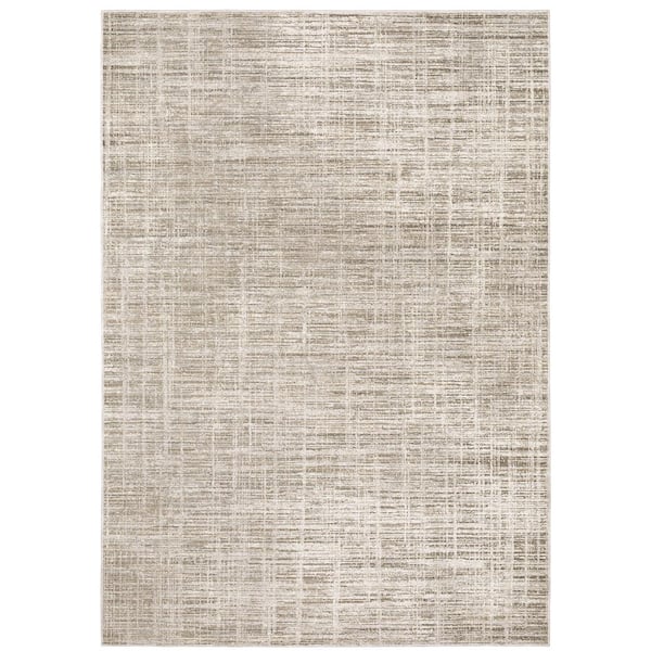 Newcastle Beige/Ivory 8 ft. x 11 ft. Abstract Distressed Polyester Indoor Area Rug