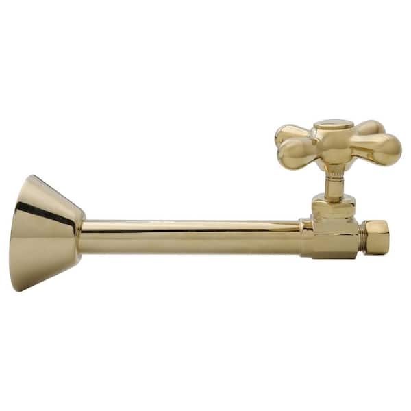 1/2 in. Copper Sweat x 3/8 in. O.D. Compressor Cross Handle Straight Stop, Polished Brass