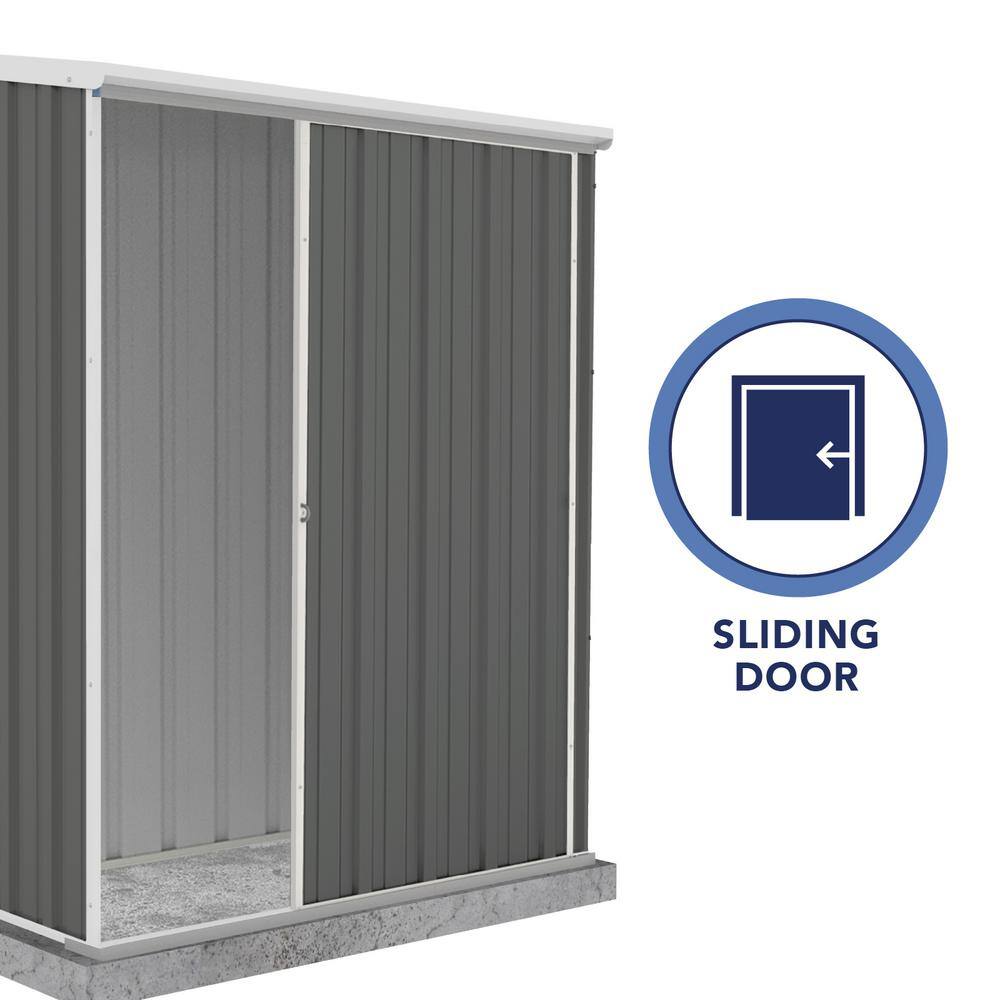 Woodland Gray 5x3 ft Galvanized Steel Sliding Door Storage Shed