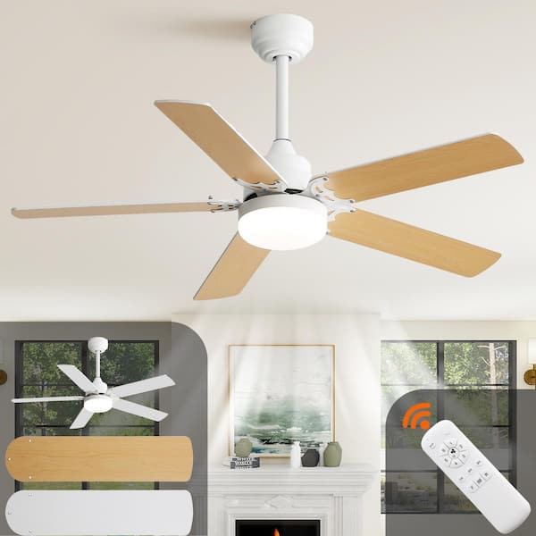 Modern Series 42 in. Smart Indoor White Low Profile 5-Blade Ceiling Fan with LED Light with Remote Included