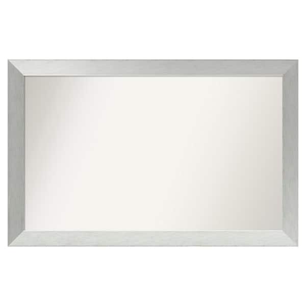 Amanti Art Brushed Sterling Silver 42 in. x 27 in. Custom Non-Beveled Wood Framed Bathroom Vanity Wall Mirror