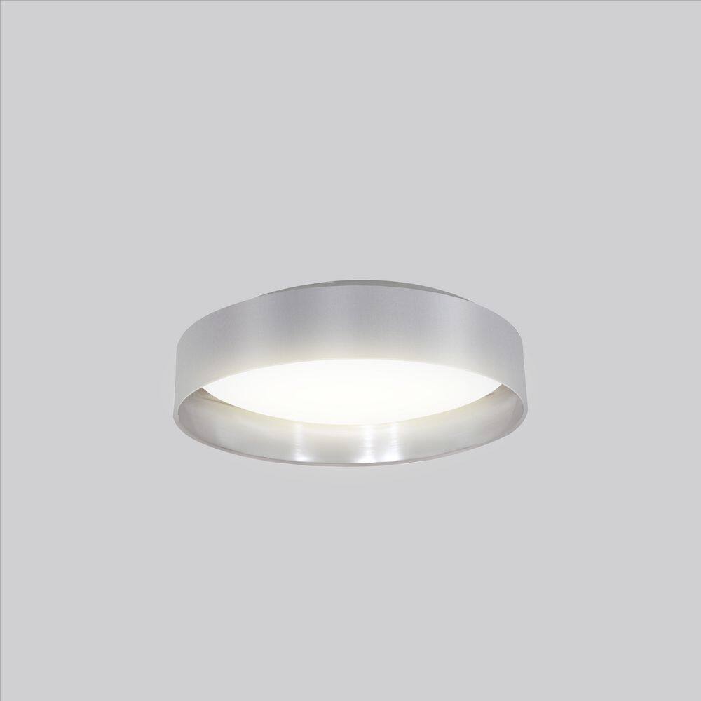 16'' Silver and White LED Drum Flush Mount Ceiling Light