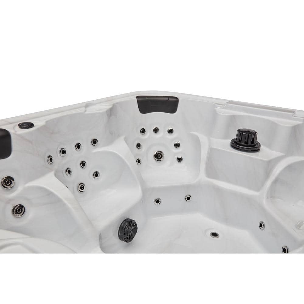 Gray Acrylic 6-Person Square Hot Tub with Ozonator