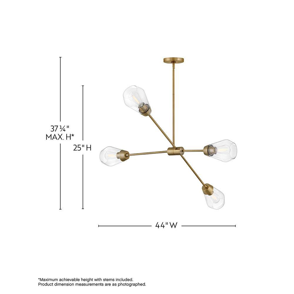 Livie Lacquered Brass 4-Light Sputnik Chandelier with Clear Glass
