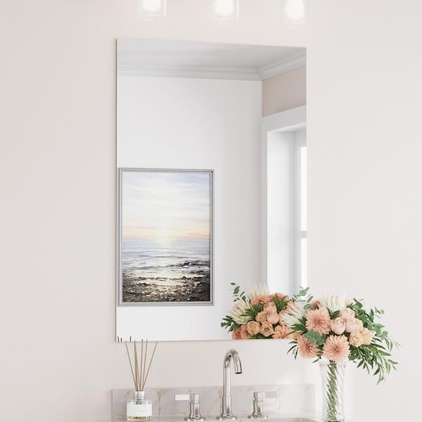 24 in. W x 36 in. H Rectangular Bathroom Mirrors Frameless Wall Mount Bathroom Vanity Mirror
