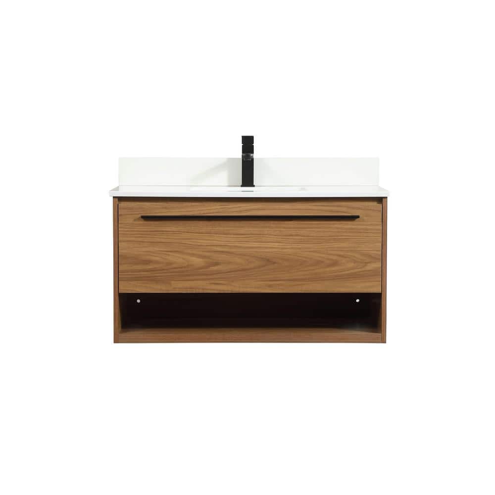 Timeless Home 36 in. W x 18 in. D x 19.7 in. H Bath Vanity in Walnut Brown 