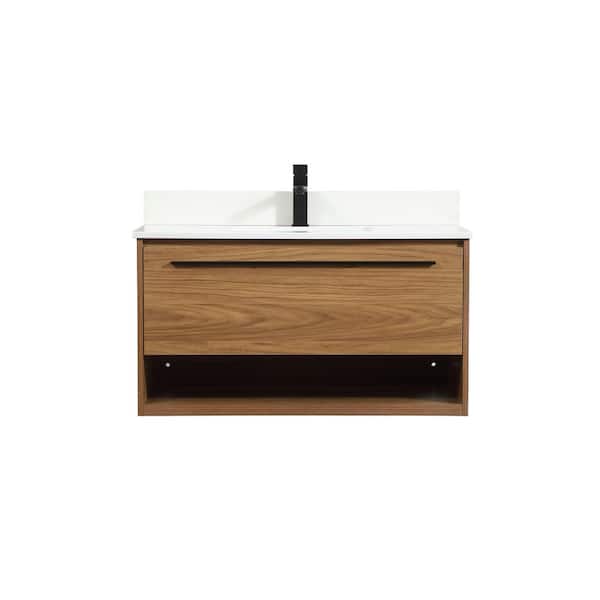 Unbranded Timeless Home 36 in. W x 18 in. D x 19.7 in. H Bath Vanity in Walnut Brown with Ivory White Top