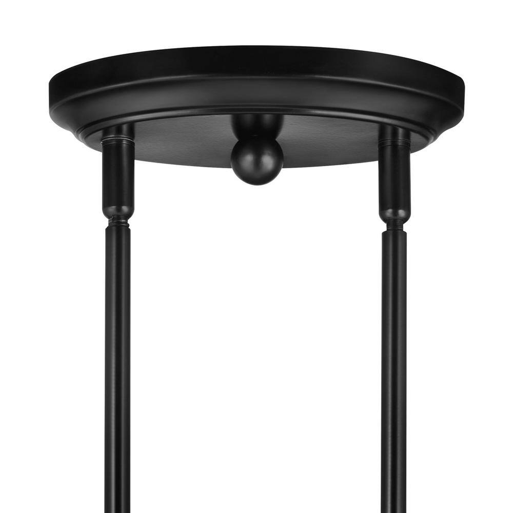 Matte Black Glass 3-Light Linear Island Pendant