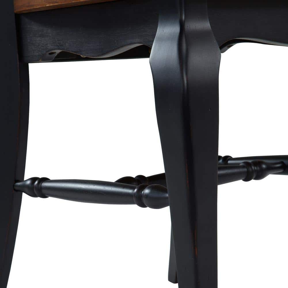 High Ladderback Oak and Black Wood Side Chair Pair