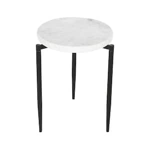 16 in. Rosetta Black and White Marble Round Marble Top End Table