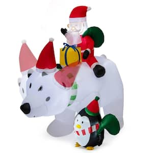 2 two factory Inflatables Santa and snowman playing cornhole